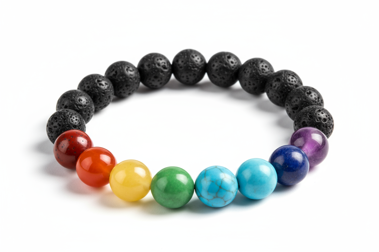 lava 7 chakra natrul stone bracelet