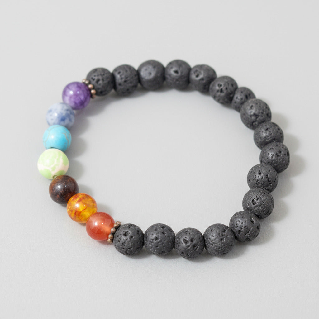 Lava 7 Chakra Natural Stone Bracelet
